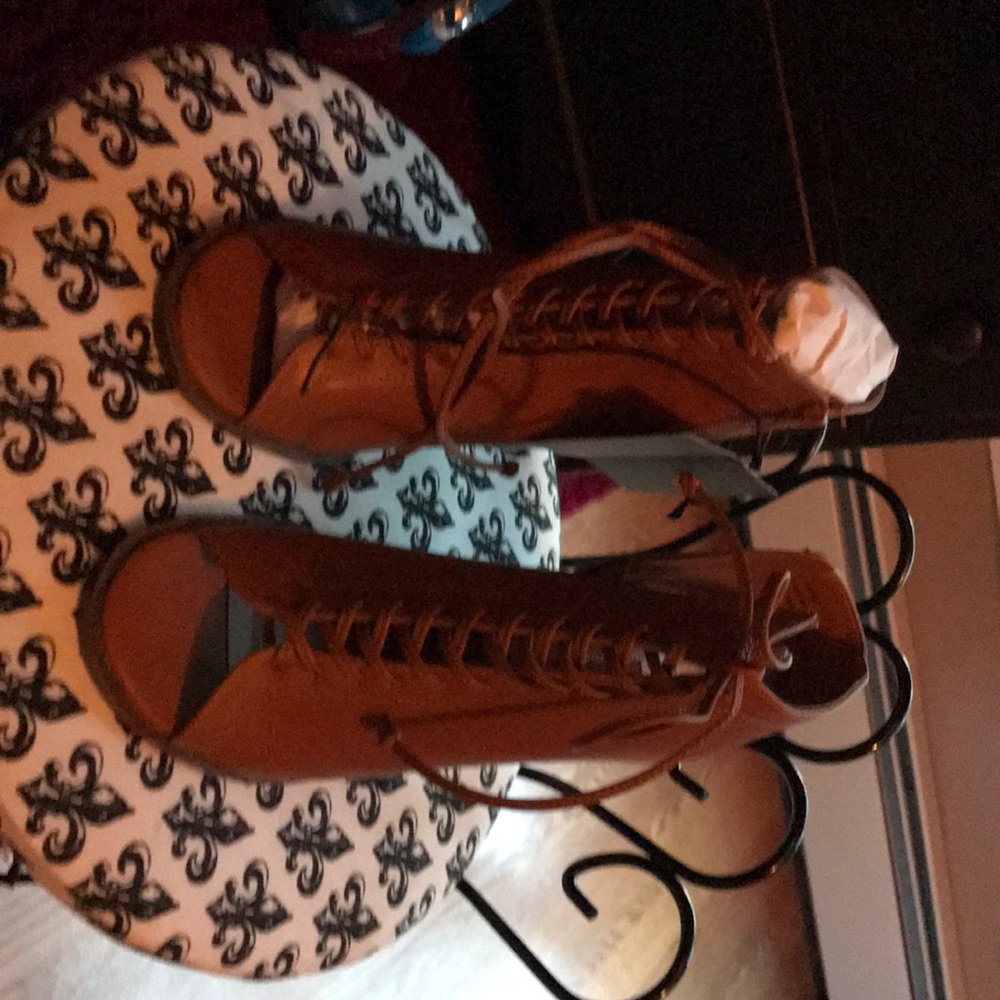 Forever 21 lace up peep-tie sandals